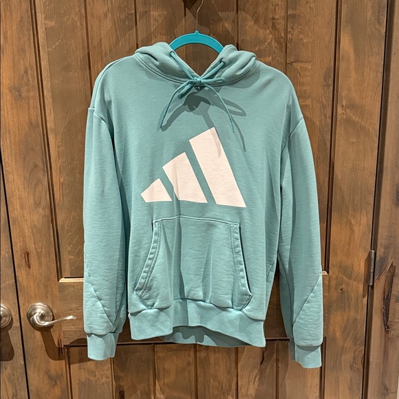 adidas Sweaters - Teal Hoodie with White Logo